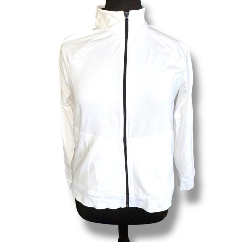 T BY TALBOTS Everyday Yoga Jacket - Solid White XL - Picture 2 of 10